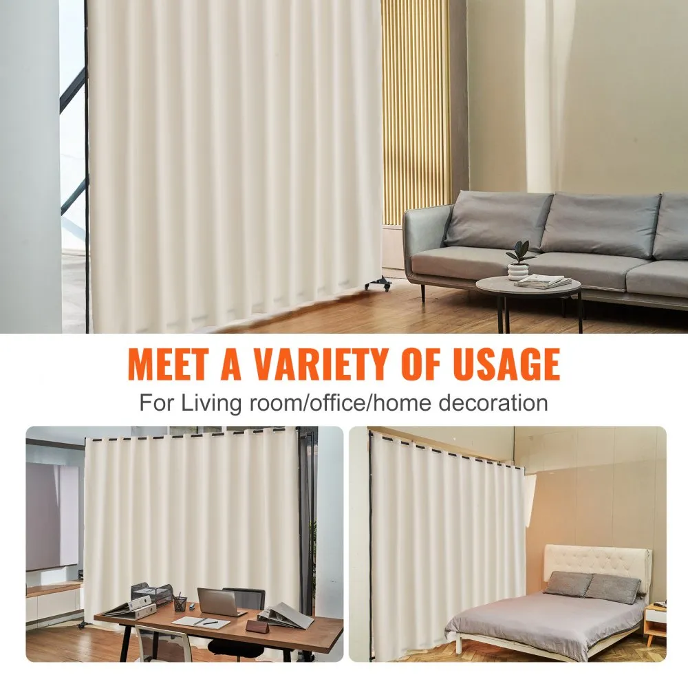 VEVOR Room Divider Partition Screen Draagbaar Oprolbaar Beige Enkel Paneel Kantoor